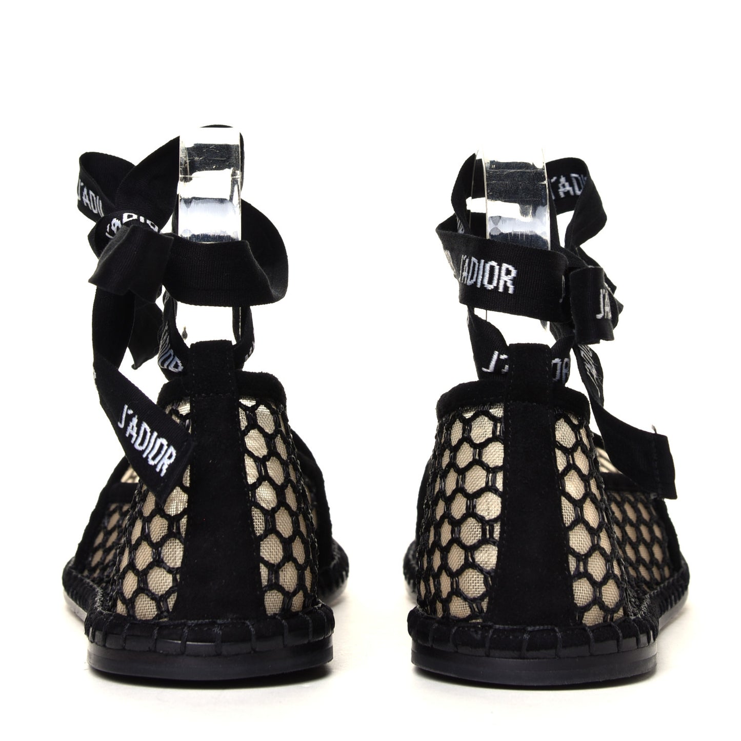 Mesh Nicely-D Ankle Tie Flat Espadrilles 39 Black