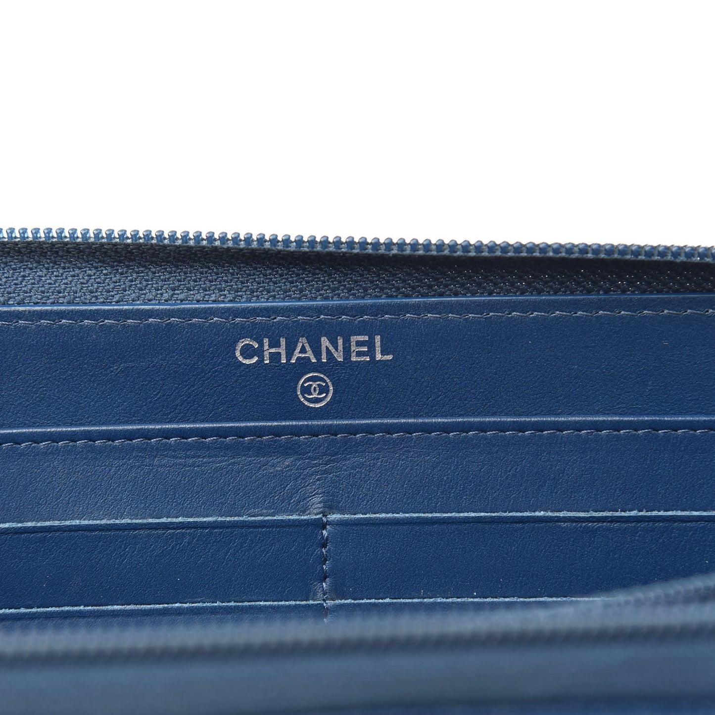 Caviar Large CC Timeless Zip Around Wallet Dark Blue