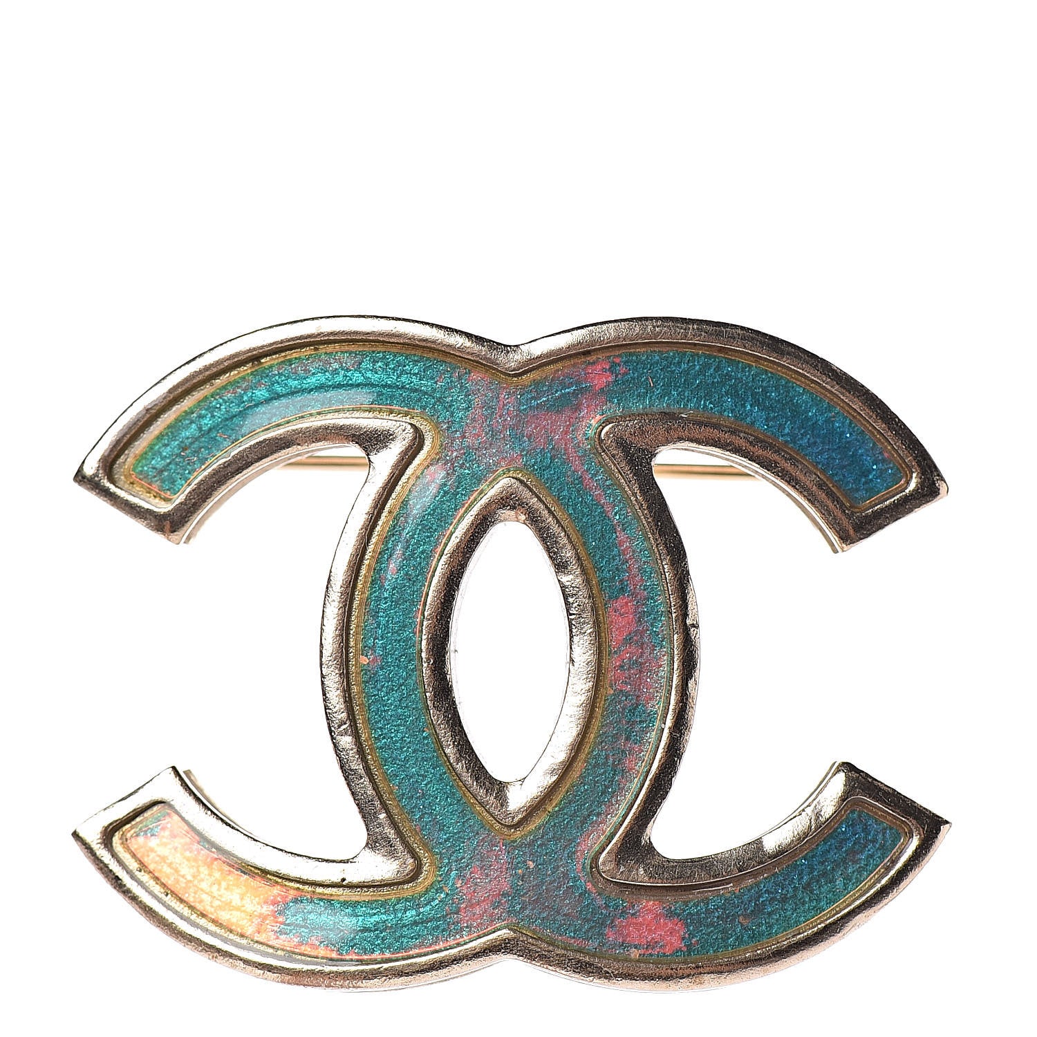 Chanel Iridescent CC Brooch Gold Pink 1 of 4