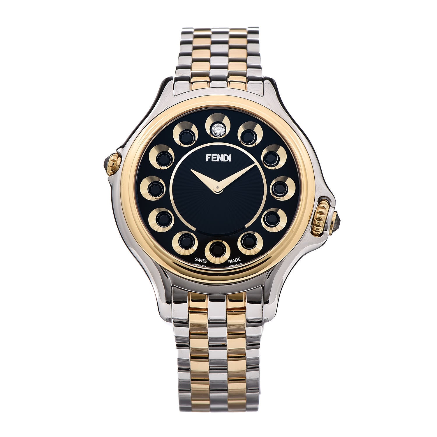 Fendi Stainless Steel Diamond Topaz 33mm Crazy Carats Two Tone Quartz Watch Black 3 of 9