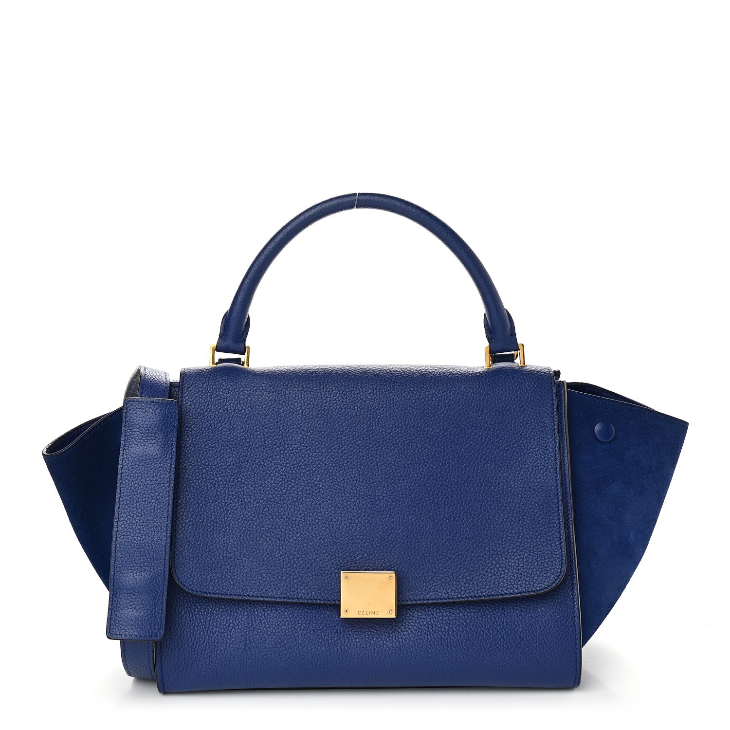 Celine Drummed Calfskin Suede Small Trapeze Indigo 1 of 8