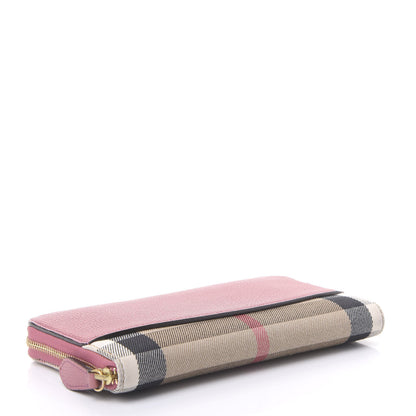 Burberry Grainy Calfskin House Check Elmore Zip Around Wallet Mauve Pink 3 of 8
