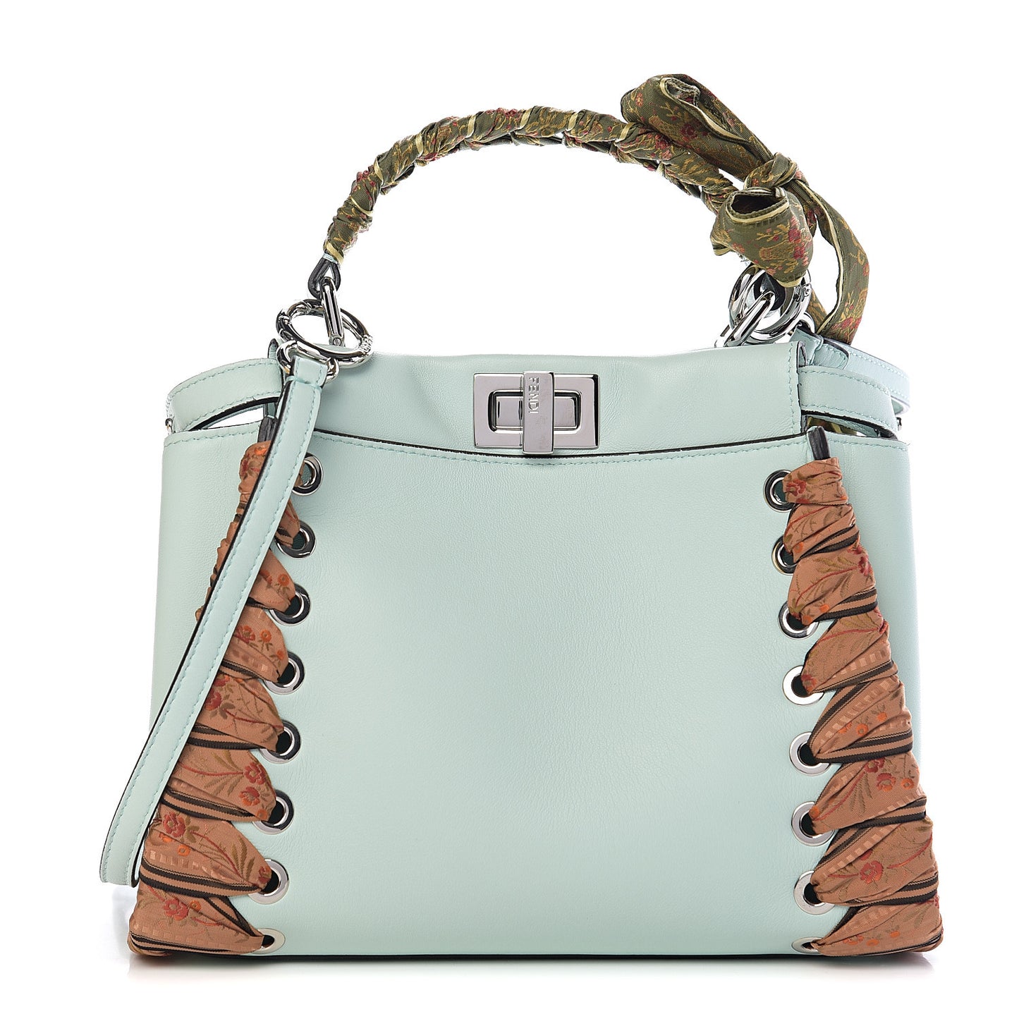 Nappa Ribbon Lace Up Mini Peekaboo Iconic Satchel Fairy Green