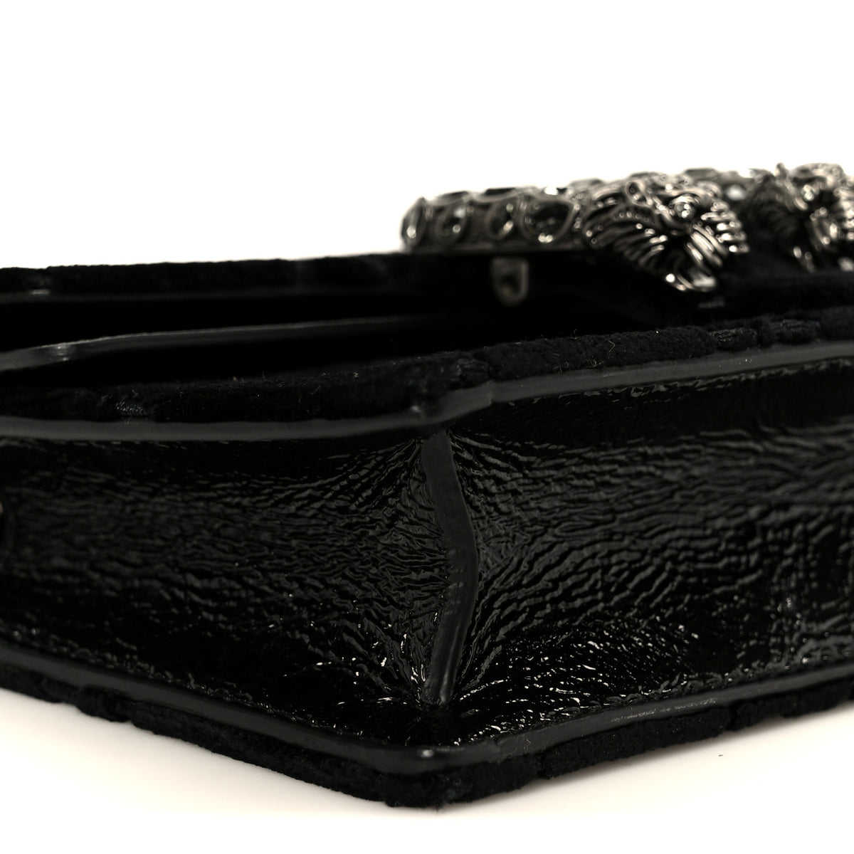 Gucci Velvet Skipper Crystal GG Monogram Super Mini Dionysus Shoulder Bag Black 8 of 10