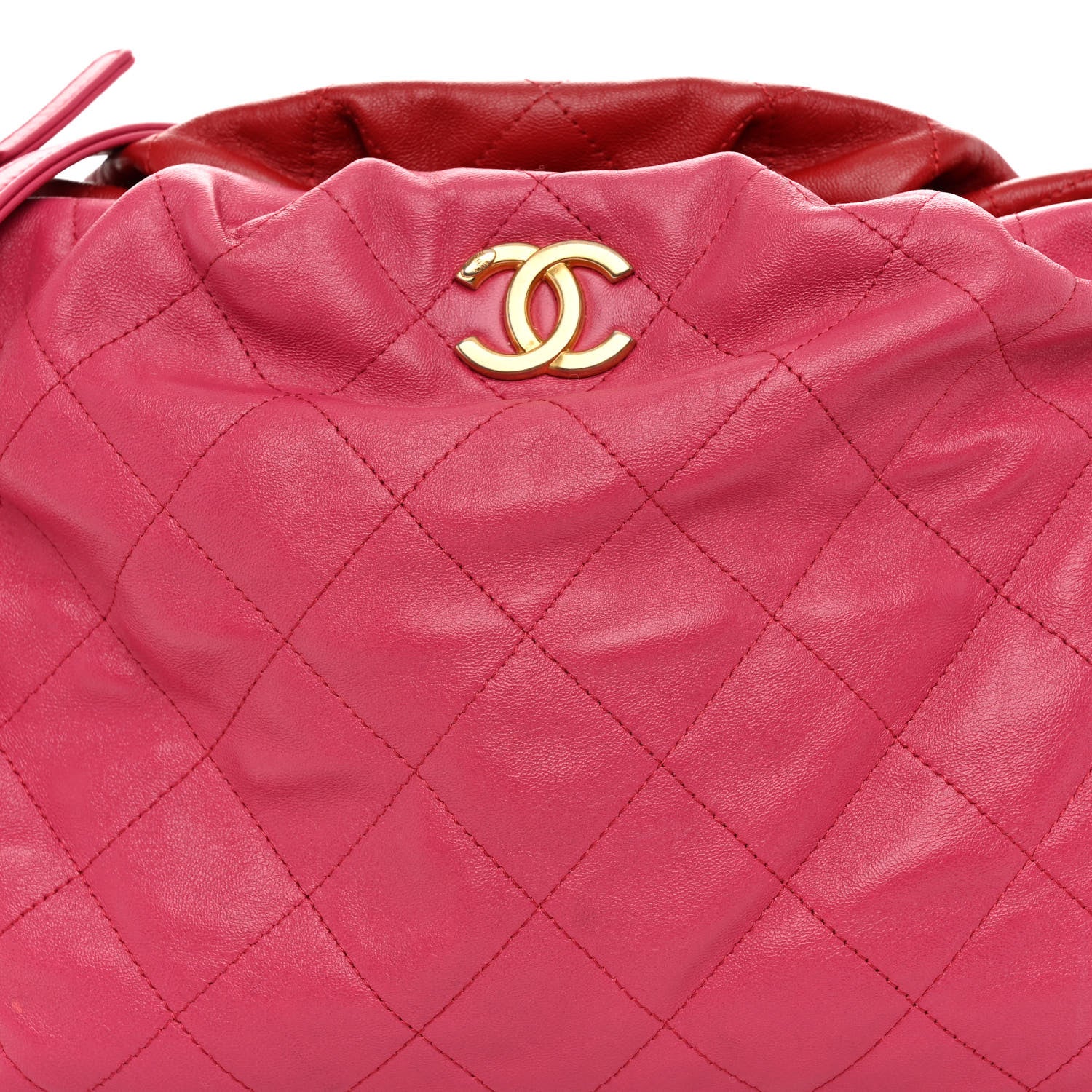 Chanel Calfskin Quilted Coco Shelter Bowling Bag Dark Pink Red 7 of 9