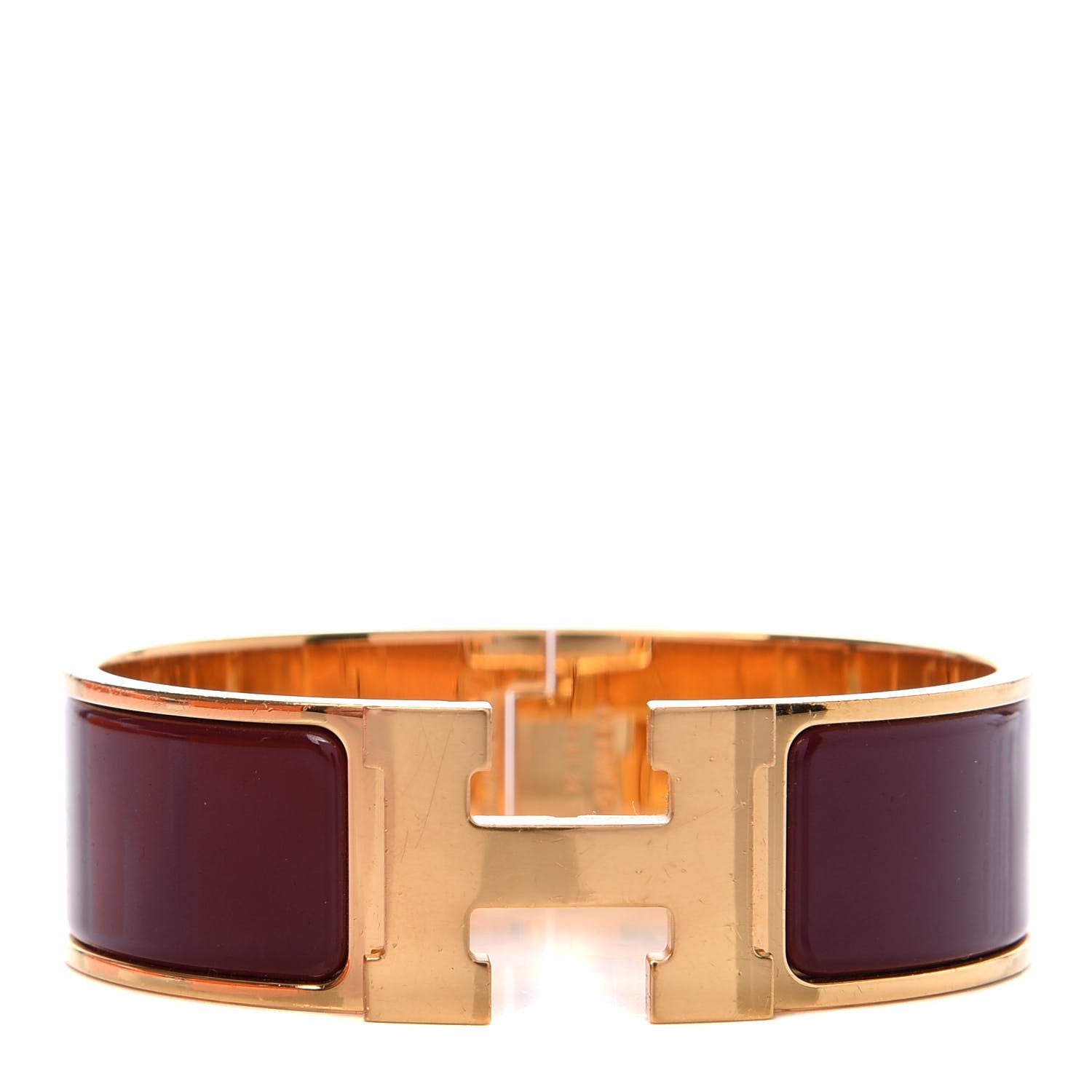 Hermes Enamel Wide Clic Clac H Bracelet GM Rouge H 1 of 5