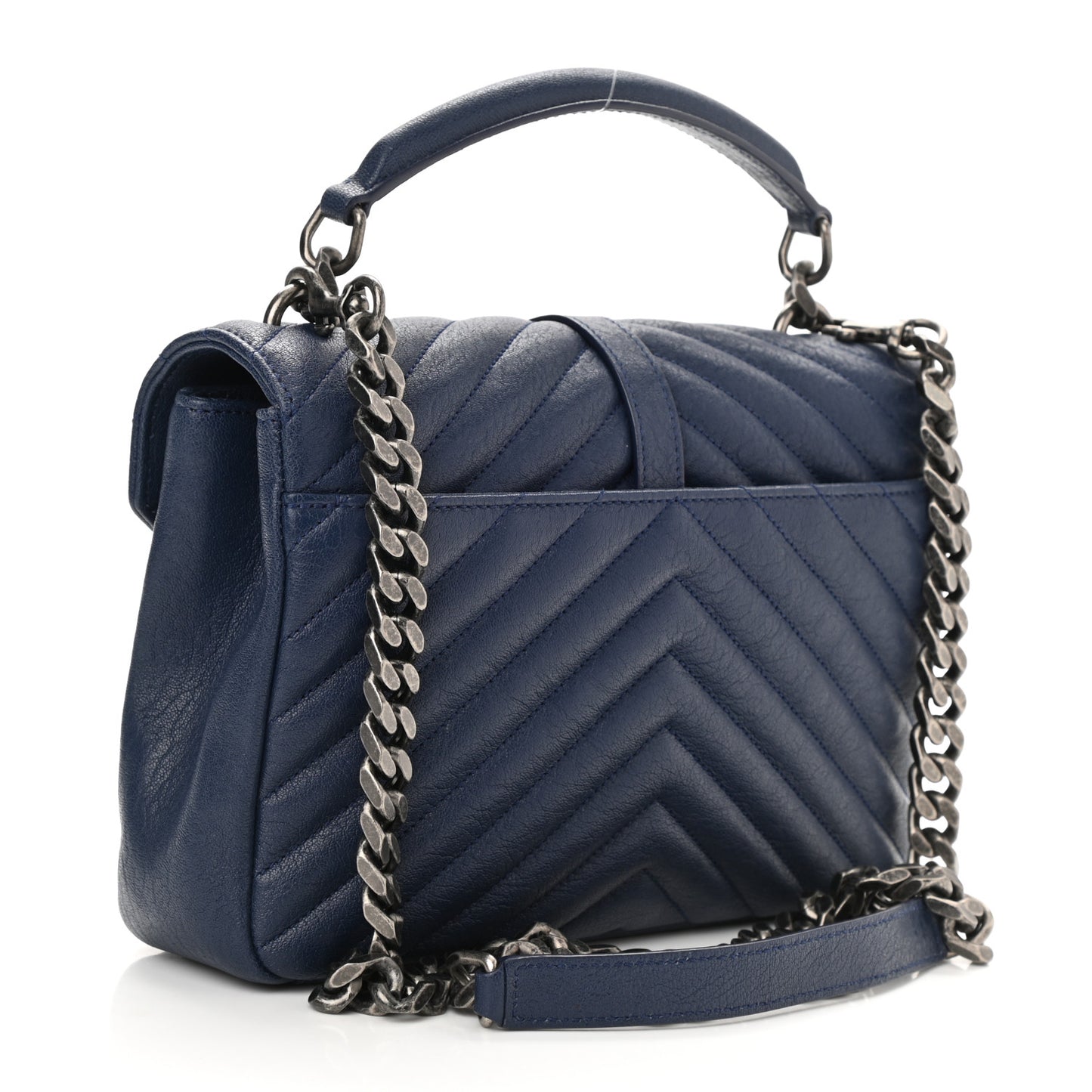 Sheepskin Matelasse Monogram Medium College Bag Navy