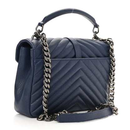 Saint Laurent Sheepskin Matelasse Monogram Medium College Bag Navy 3 of 9