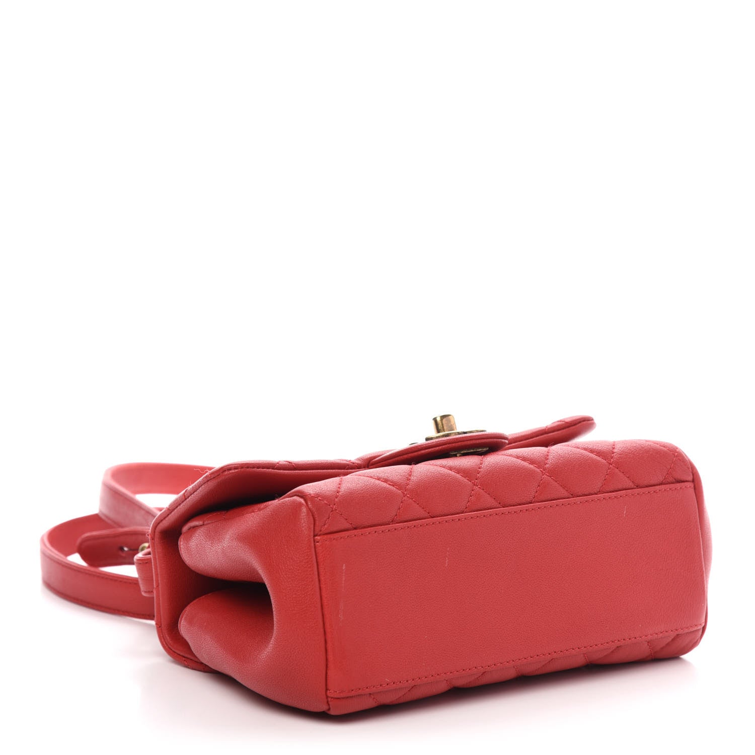 Chanel Shiny Sheepskin Quilted Mini Trapezio Flap Red 4 of 10