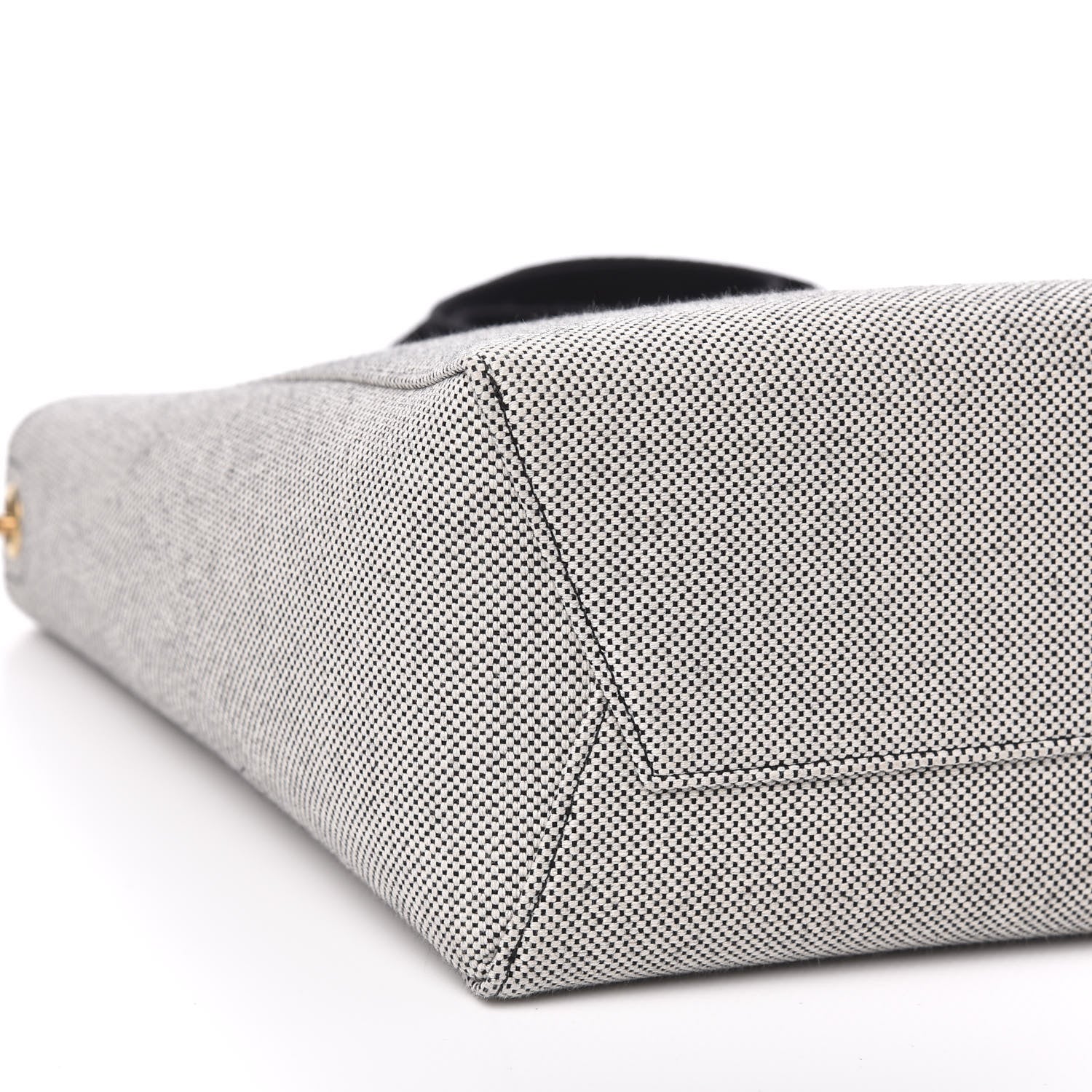 Celine Textured Canvas Small Sangle Bucket Bag Black White 8 of 9