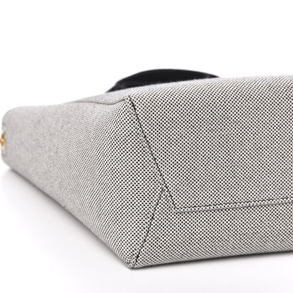 Celine Textured Canvas Small Sangle Bucket Bag Black White 8 of 9