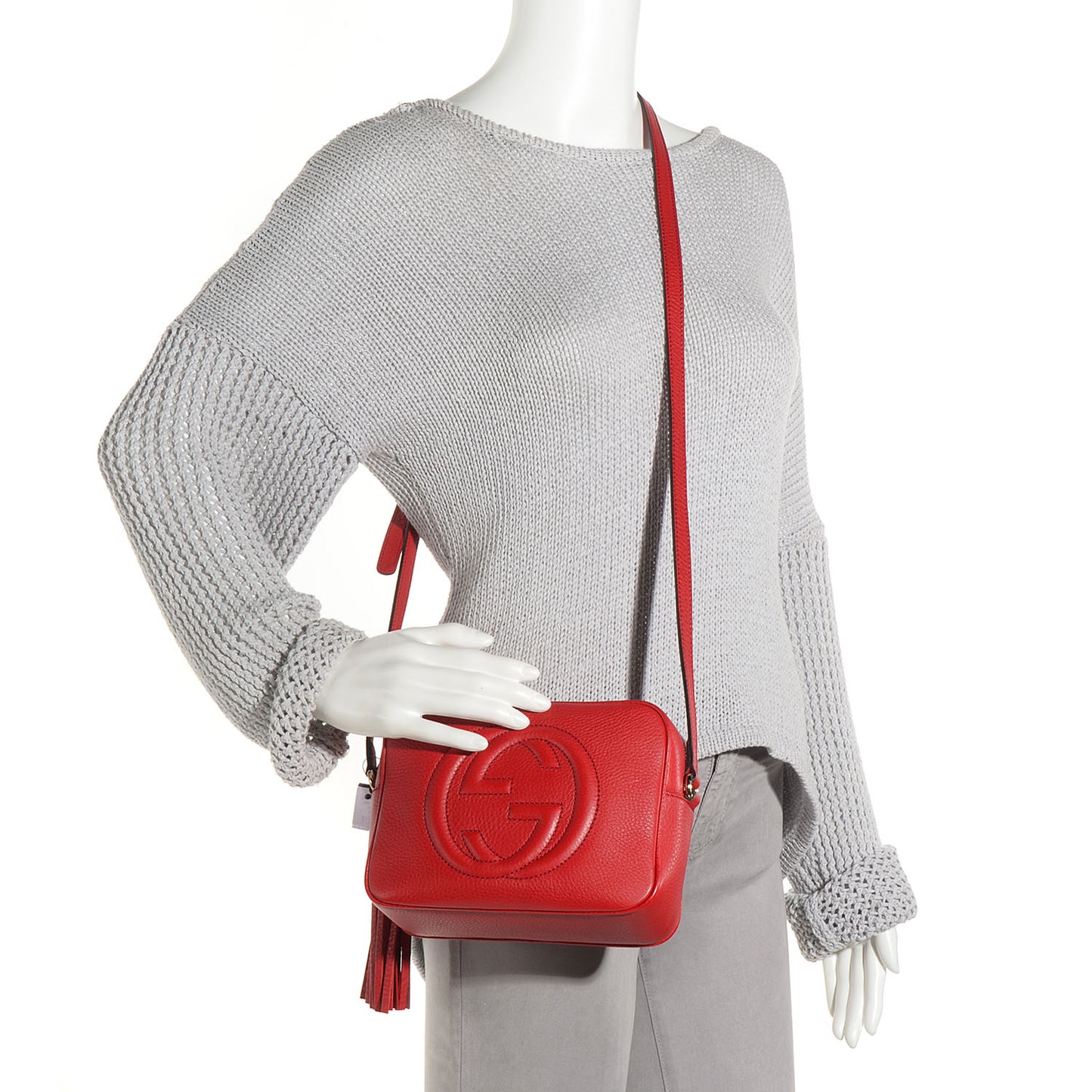 Pebbled Calfskin Small Soho Disco Bag Vibrant Red