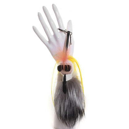 Fendi Fox Mink Goat Fur Mini Karlito Bag Charm White Black Flamingo 2 of 5