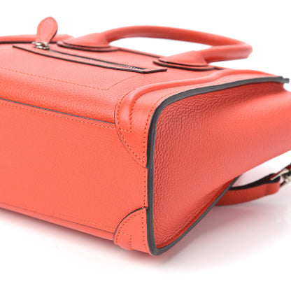 Celine Drummed Calfskin Nano Luggage Vermillion 9 of 9
