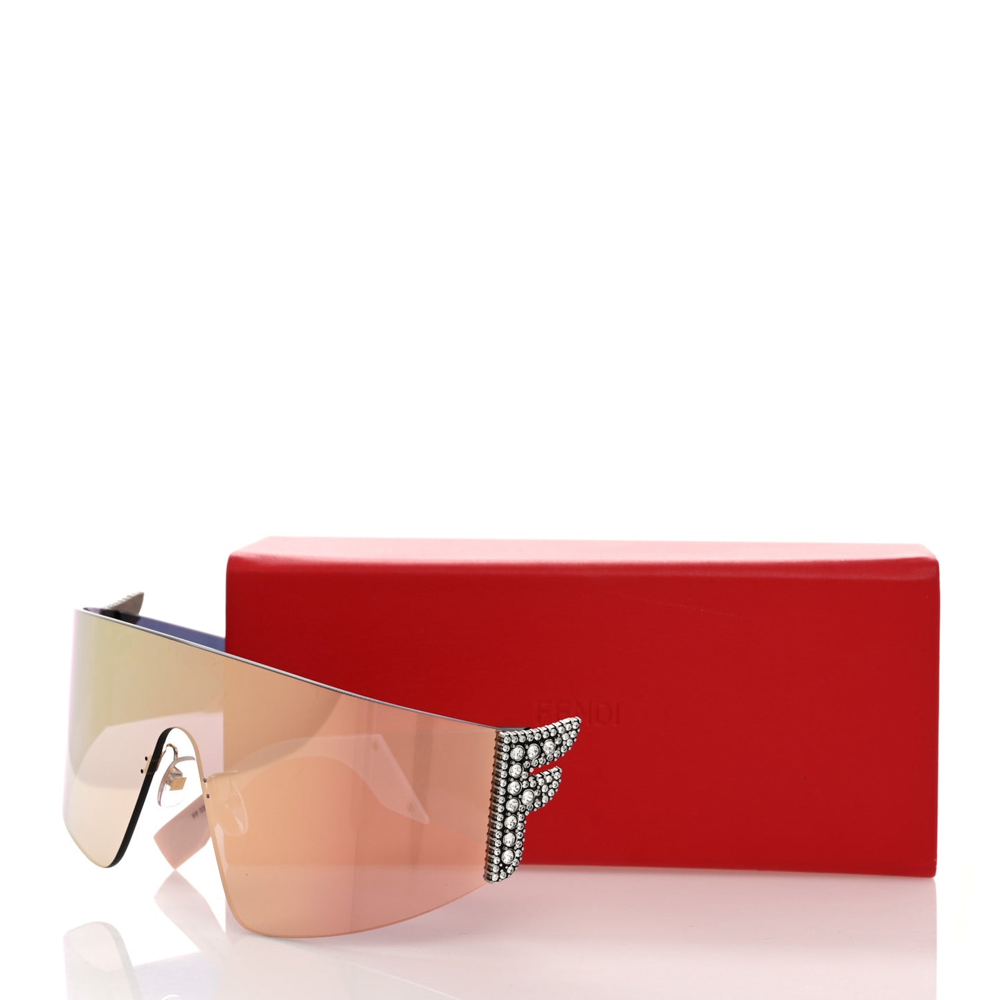 Mirrored Crystal Embellished FFreedom Shield Sunglasses FF 0382/S Pink