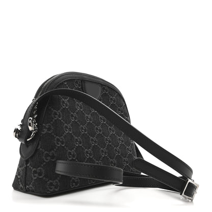 Gucci Denim Cuoio Harness GG Monogram Small Ophidia Dome Shoulder Bag Black Medium Grey 3 of 10