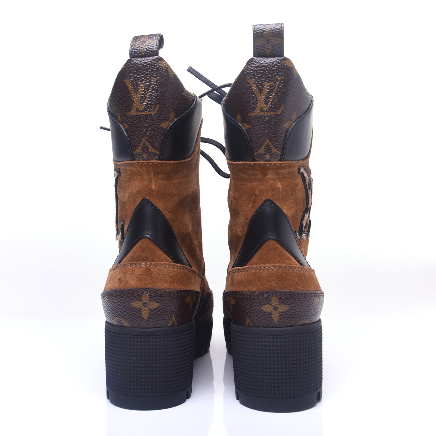 Suede Calfskin Monogram Laureate Platform Desert Boots 36 Cognac