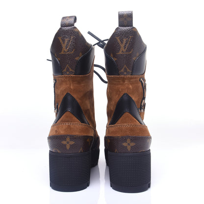 Louis Vuitton Suede Calfskin Monogram Laureate Platform Desert Boots 36 Cognac 4 of 12