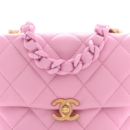 Chanel Lambskin Quilted Mini Lacquered Chain Flap Pink 8 of 10