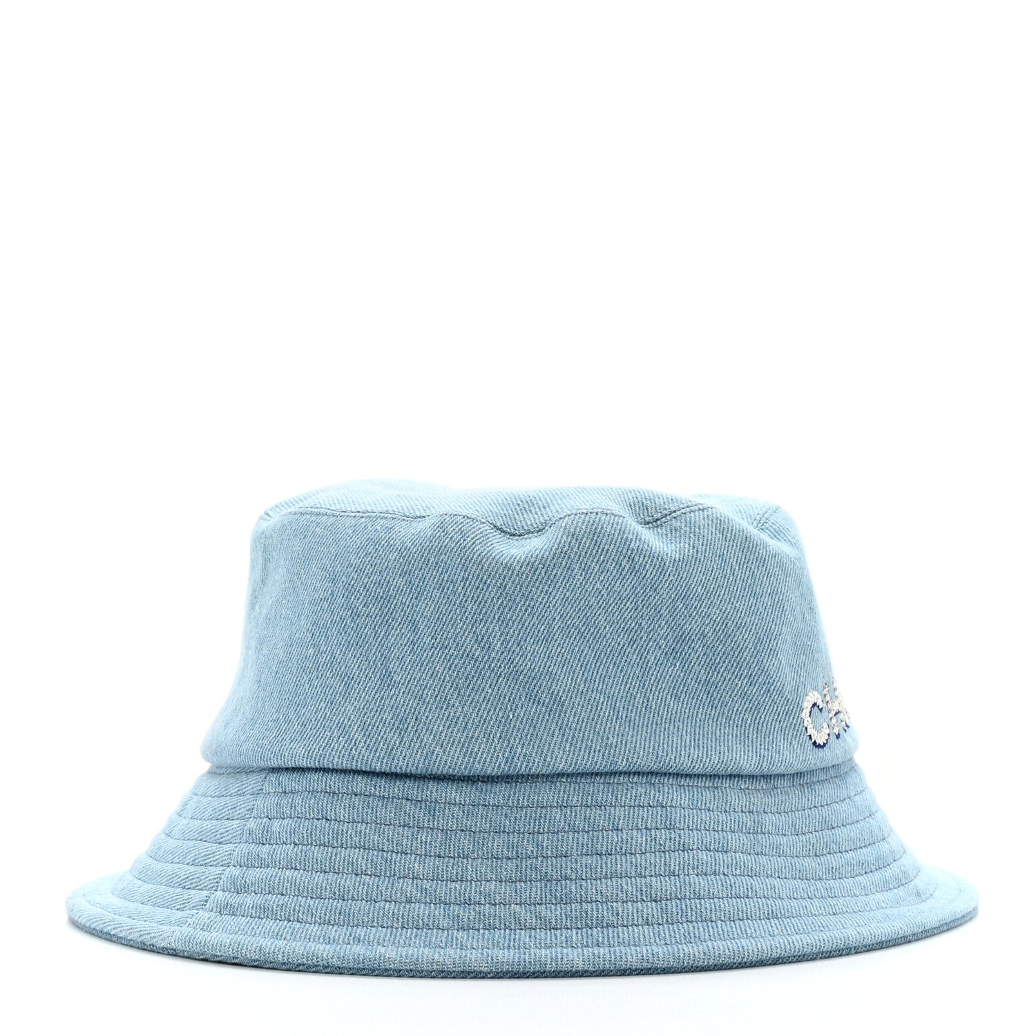 Chanel Denim Sequin Cloche Logo Bucket Hat S Blue 5 of 10