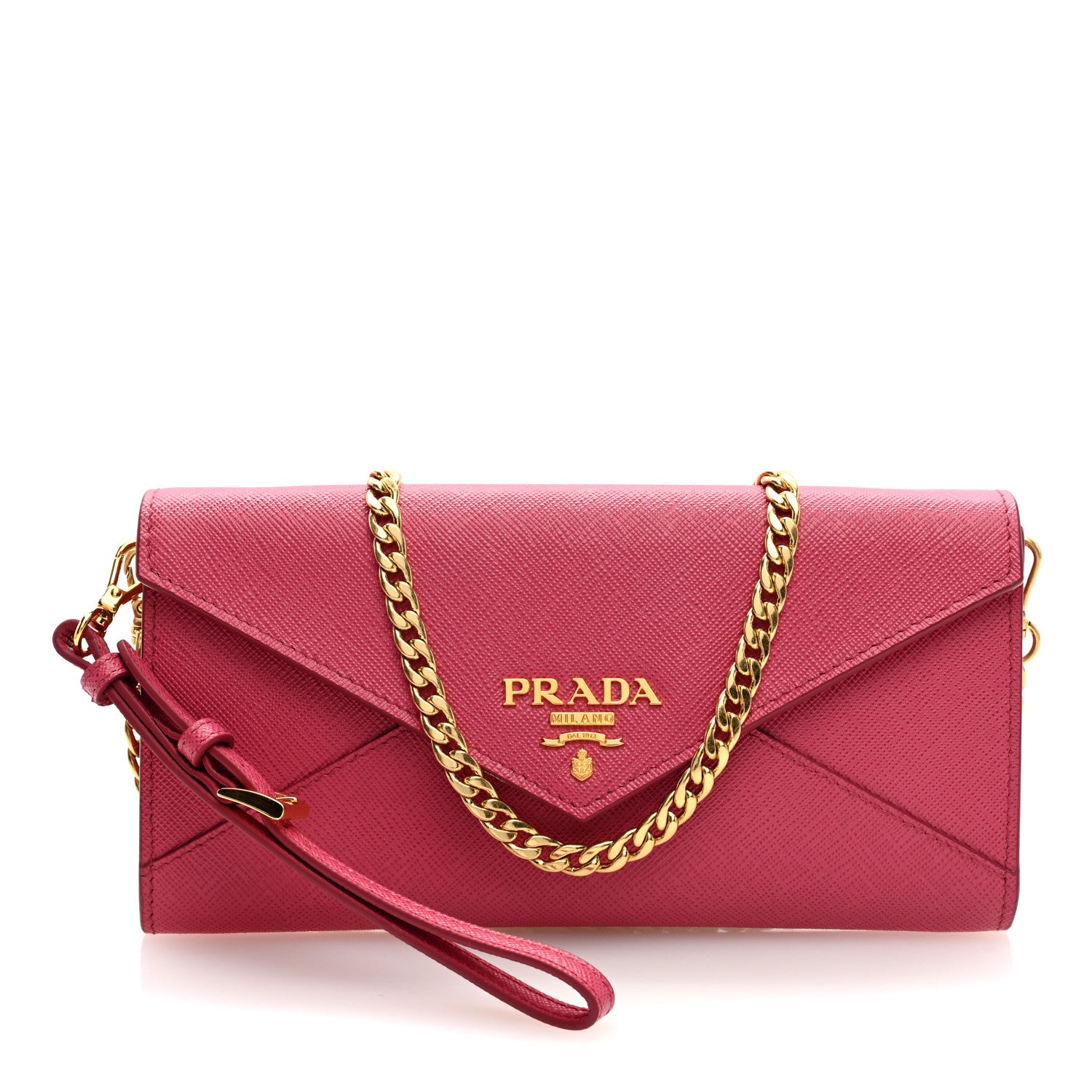 Prada Saffiano Triangle Mini Crossbody Bag Peonia 1 of 9