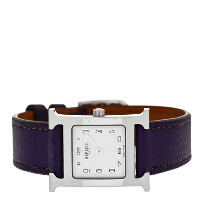 Hermes Stainless Steel Swift 21mm Heure H Hour Quartz Watch Iris 2 of 5
