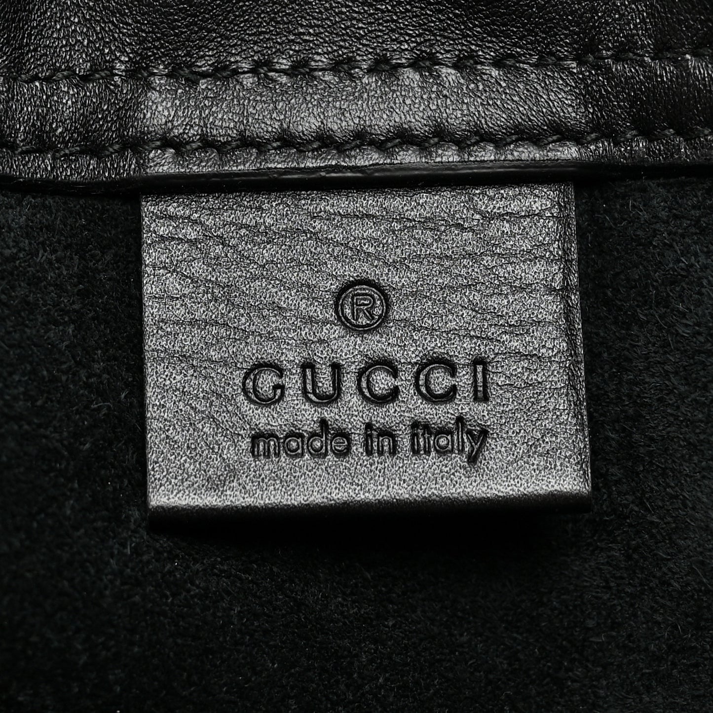 Calfskin Logo Drawstring Backpack Black