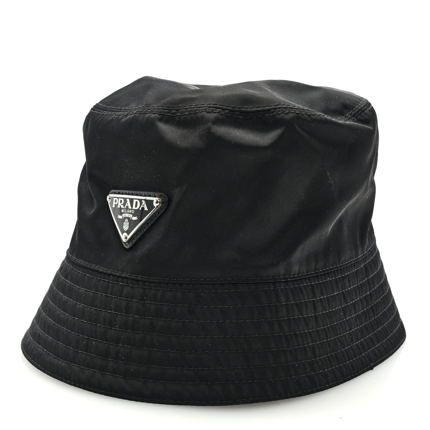 Re-Nylon Metal Triangle Logo Womens Bucket Hat S Black