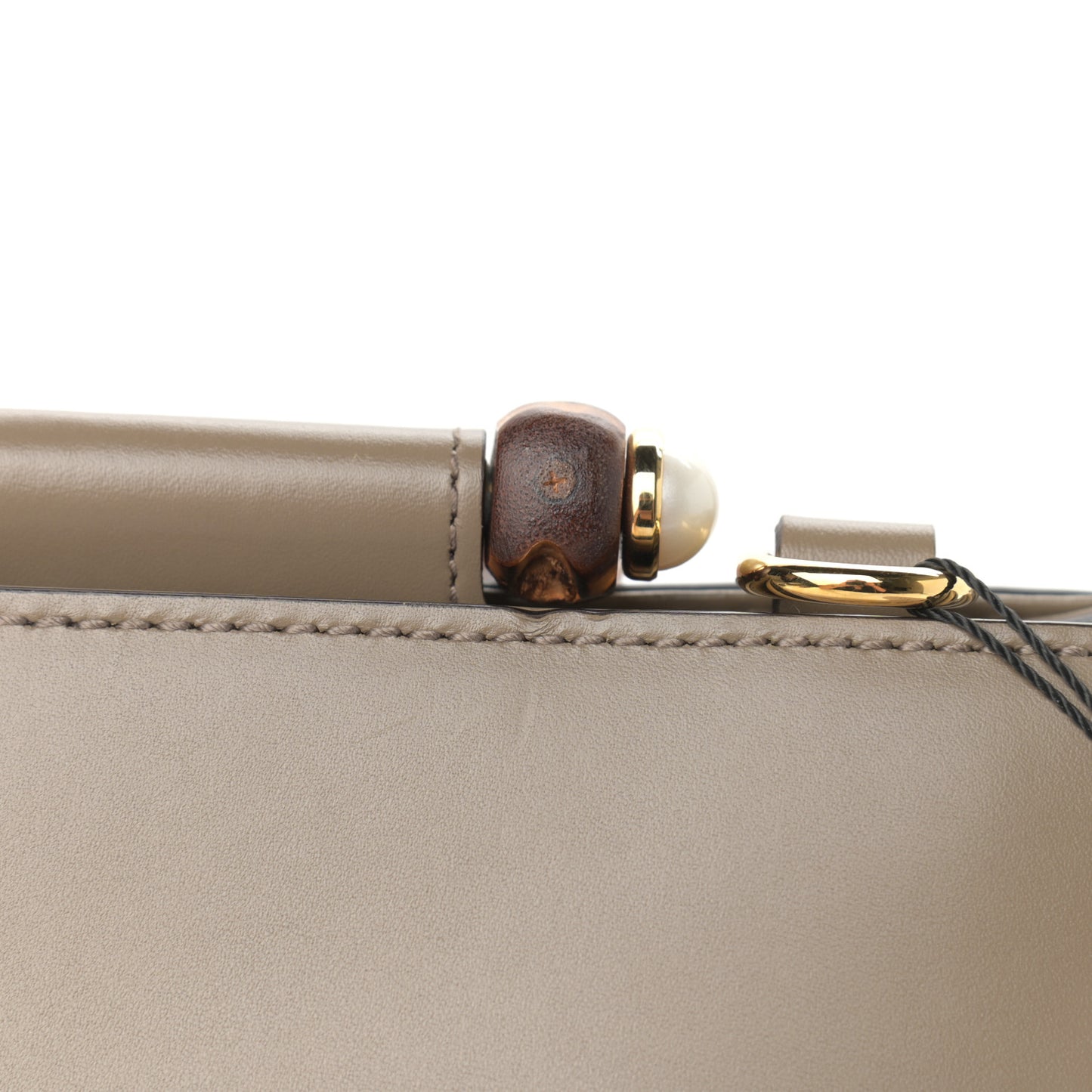Nappa Bamboo Web Small Nymphaea Top Handle Bag Brown