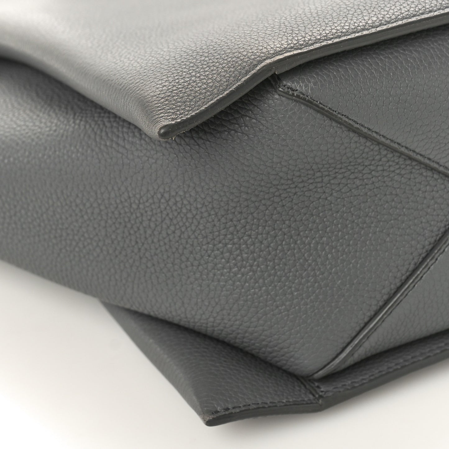 Baby Grained Calfskin Medium Tri-Fold Bag Grey