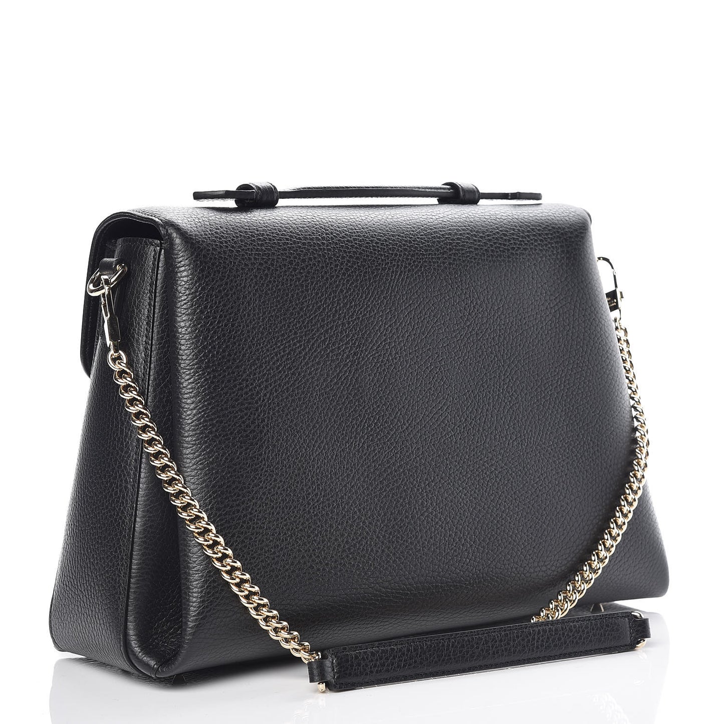 Dollar Calfskin Medium Interlocking G Top Handle Shoulder Bag Black