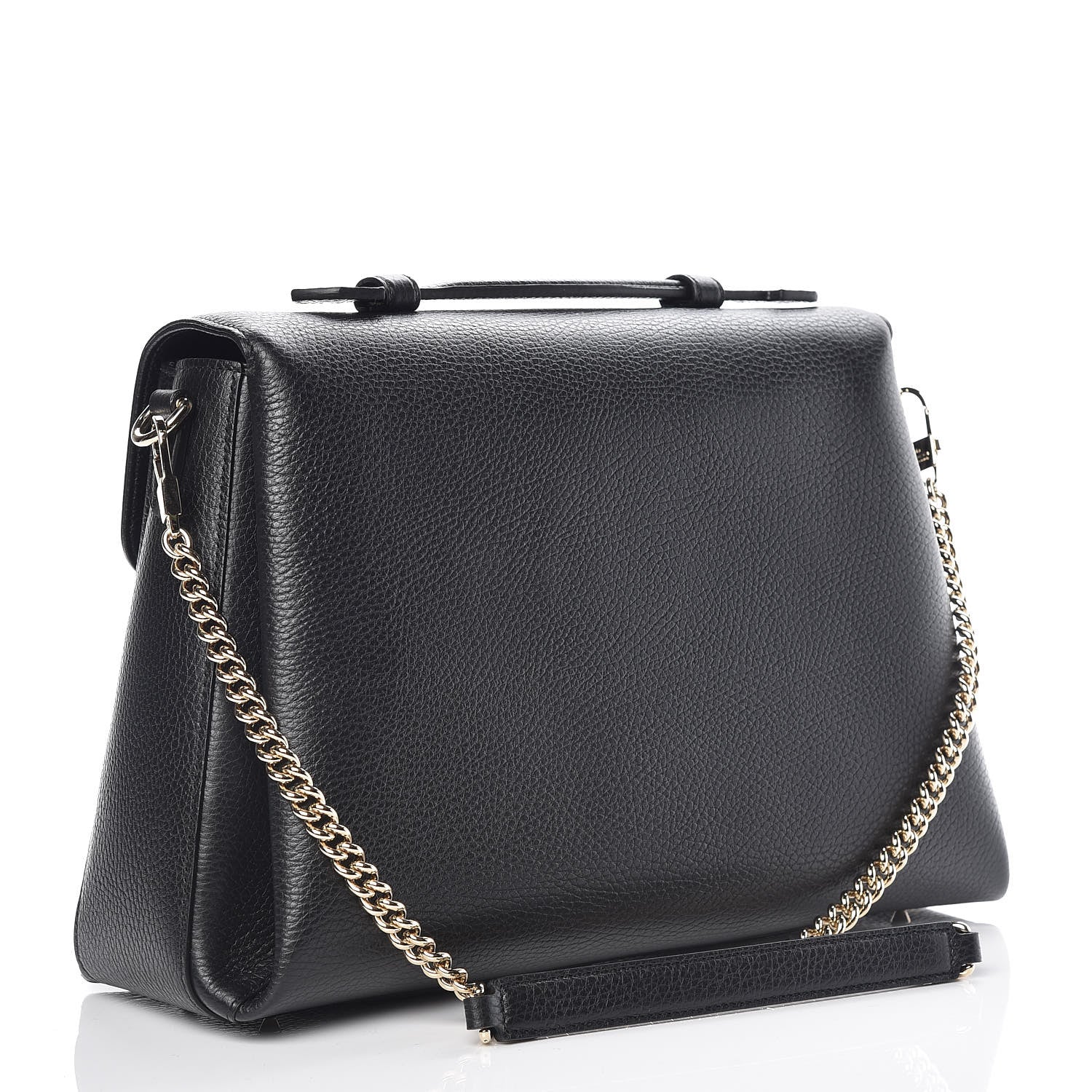 Gucci Dollar Calfskin Medium Interlocking G Top Handle Shoulder Bag Black 3 of 9