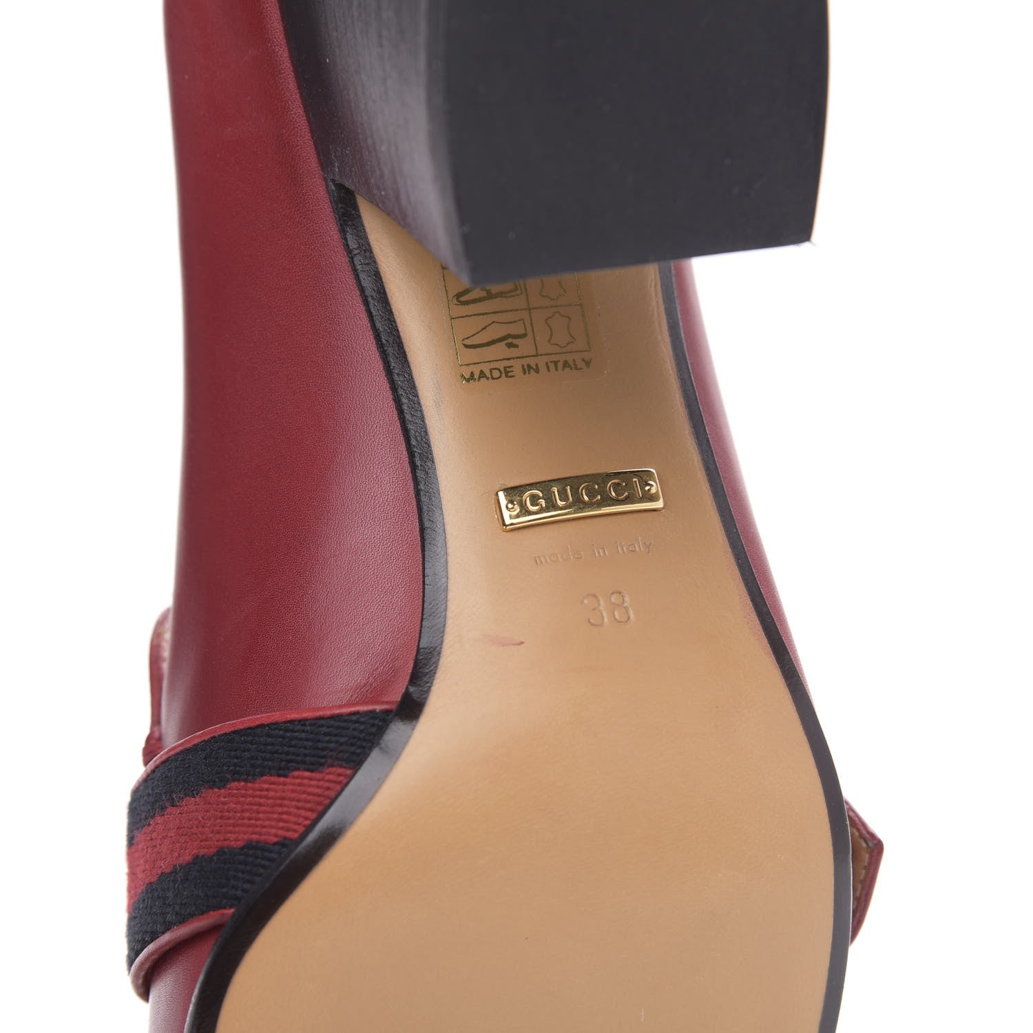 Gucci Calfskin Web Peyton Loafer Pumps 38 Hibiscus Red 6 of 9