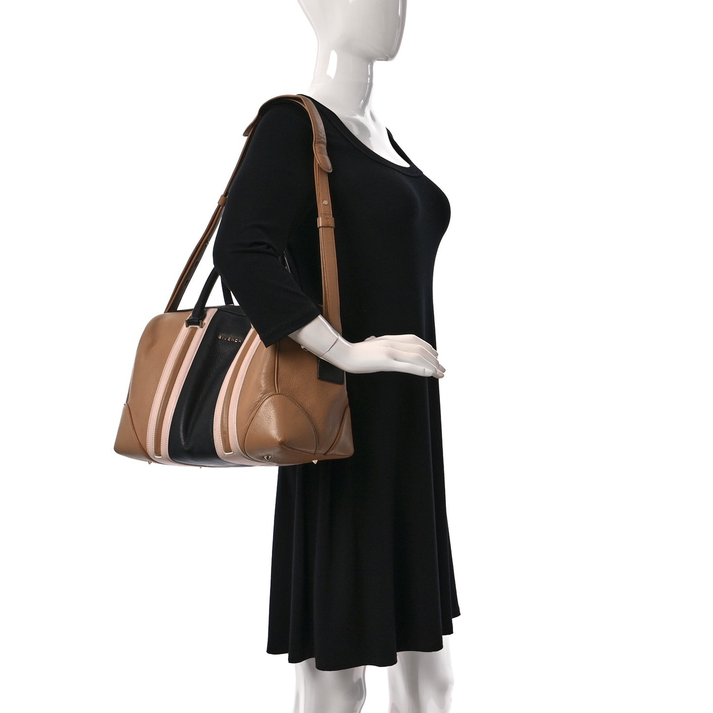 Goatskin Colorblock Medium Lucrezia Beige Black