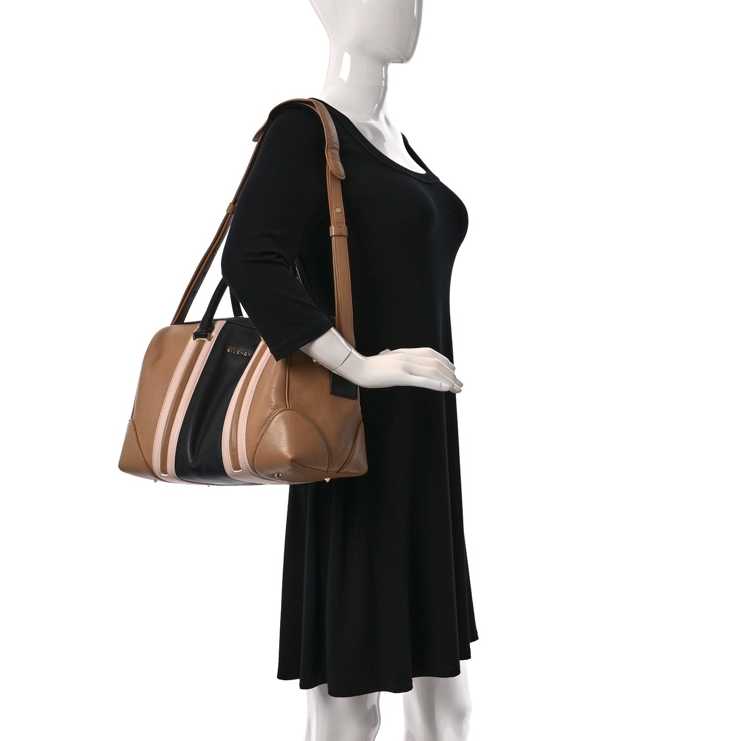 Givenchy Goatskin Colorblock Medium Lucrezia Beige Black 2 of 14
