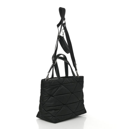 Prada Re-Nylon Nappa Triangle Quilted Padded Double Handled Zip Pocket Tote Black 3 of 11