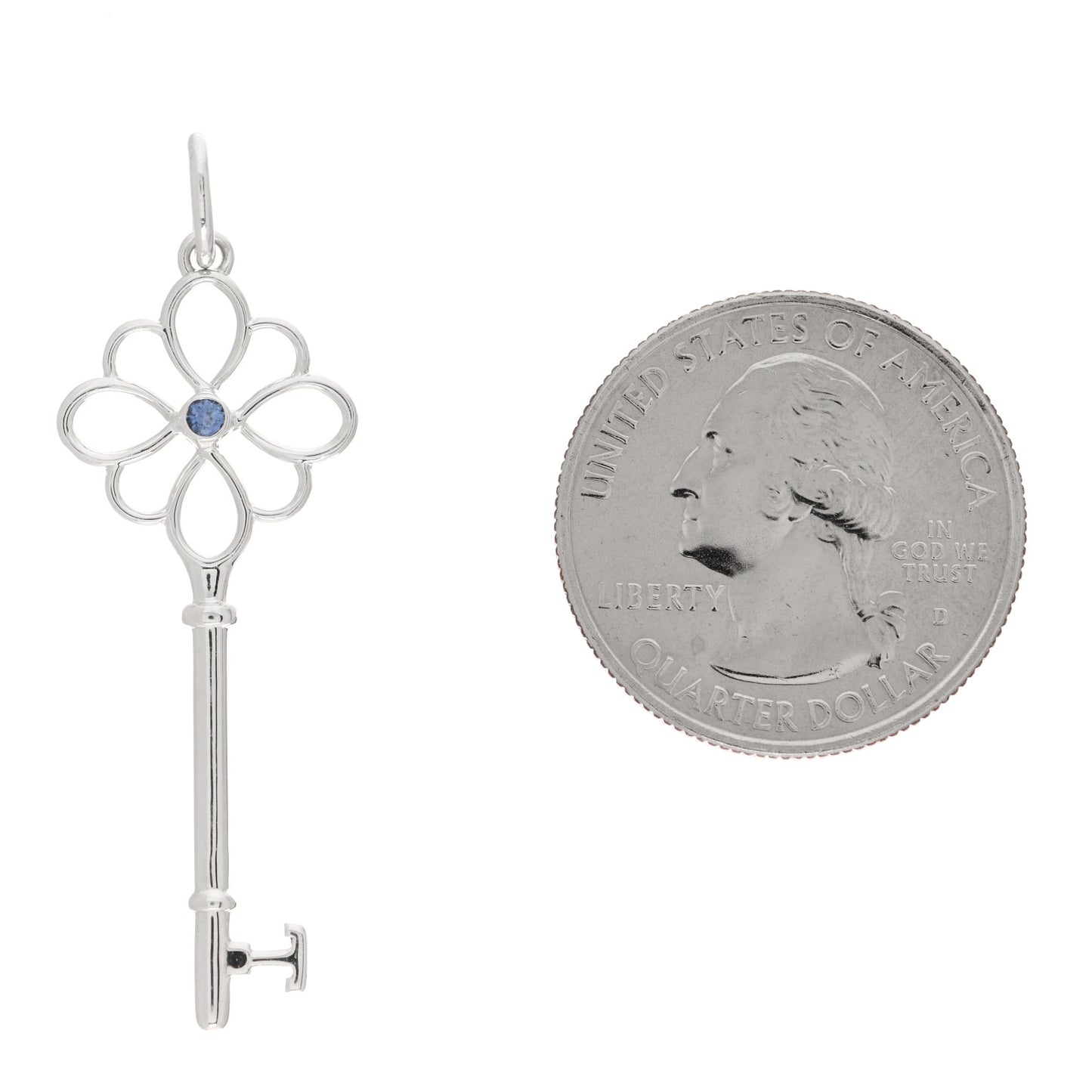 Sterling Silver Sapphire Knot Key Pendant