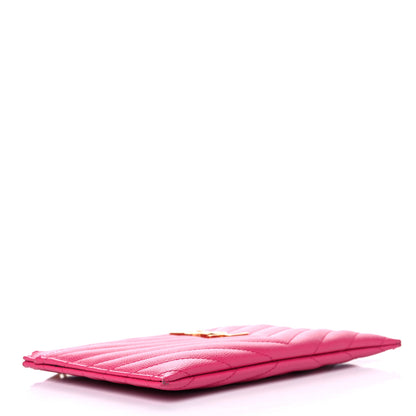Saint Laurent Grain De Poudre Chevron Monogram Bill Pouch Fresh Fuschia 4 of 14