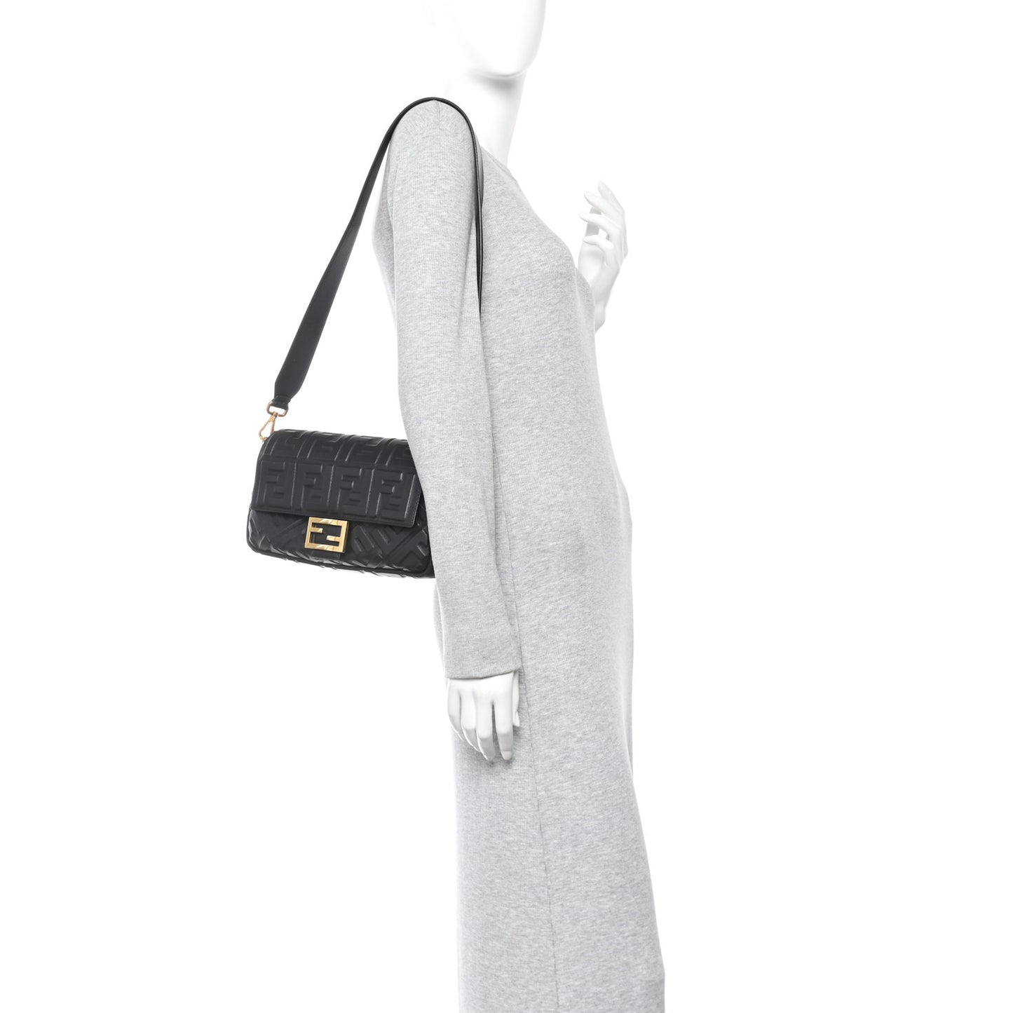 Nappa FF 1974 Embossed Baguette Black