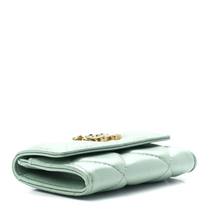 Chanel Lambskin Quilted Chanel 19 Flap Card Holder Light Green 4 of 13