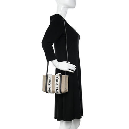 Chloe Cotton Calfskin Mini Woody Ribbon Tote White Blue 2 of 10