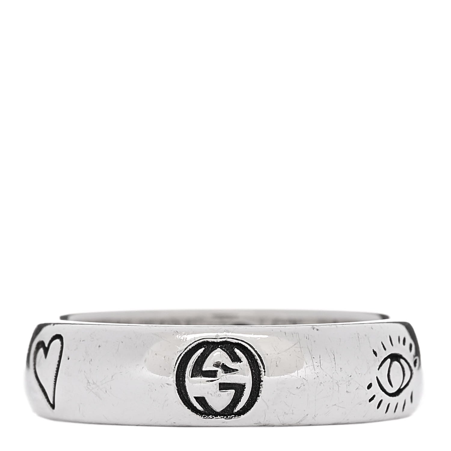 Gucci Sterling Silver Blind for Love Band Ring 54 6.75 3 of 6