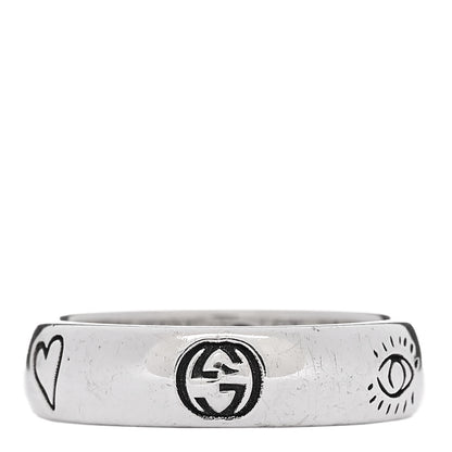Gucci Sterling Silver Blind for Love Band Ring 54 6.75 3 of 6