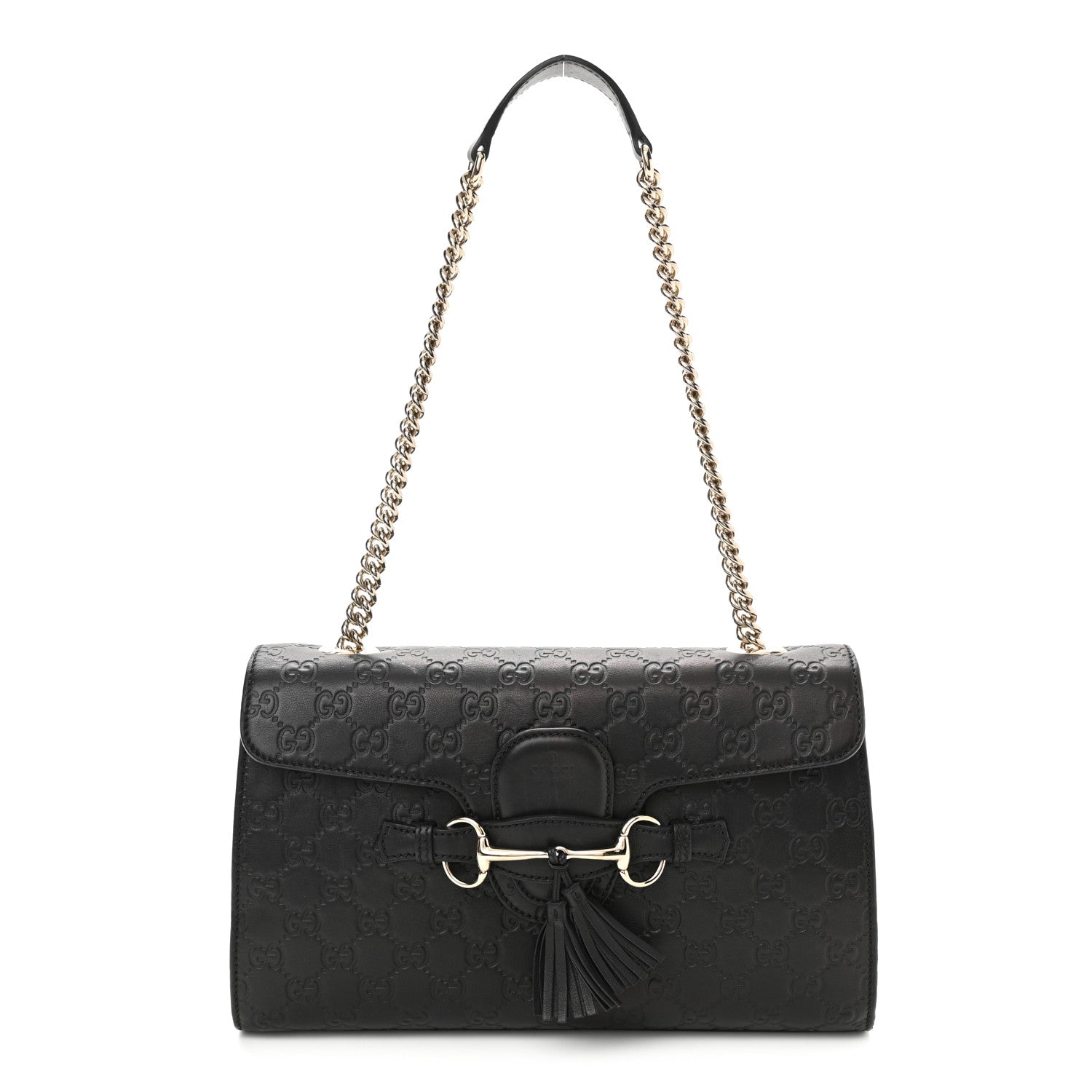 Gucci Guccissima Medium Emily Chain Shoulder Bag Black 1 of 9