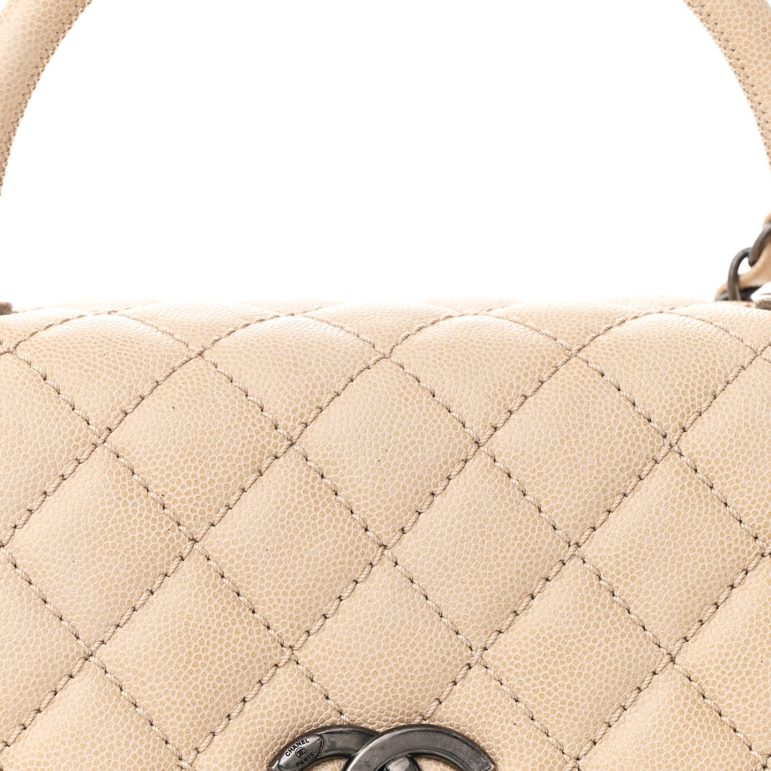Chanel Caviar Quilted Small Coco Handle Flap Light Beige 9 of 11