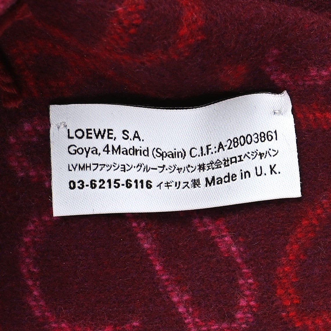 Wool Cashmere Anagram Scarf Burgundy