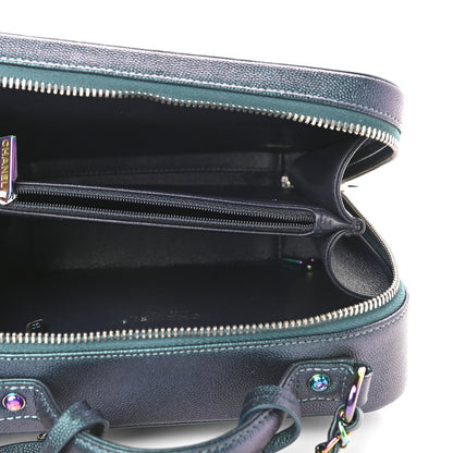 Chanel Iridescent Caviar Quilted Medium CC Filigree Vanity Case Dark Turquoise 5 of 9