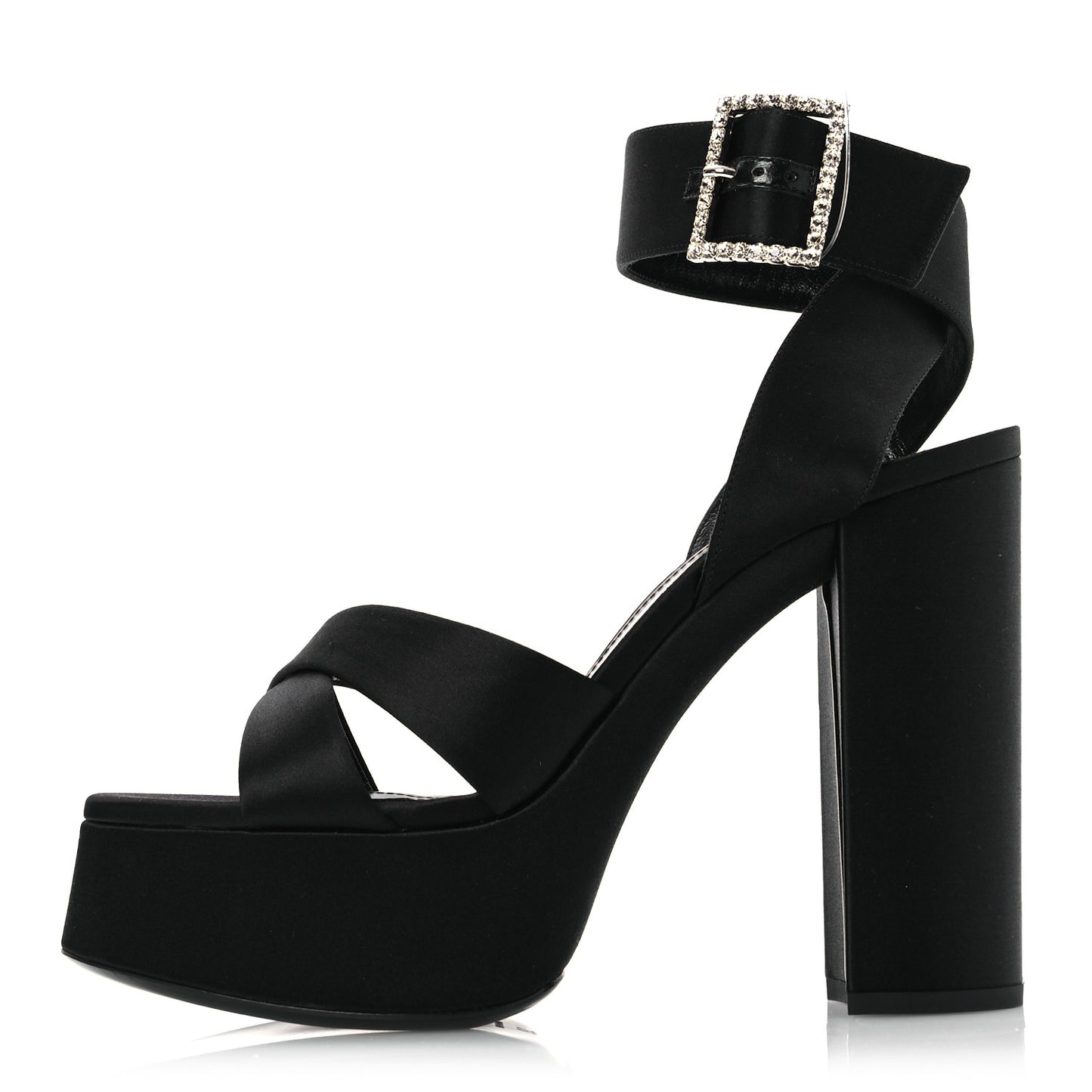 Crepe Satin Biance 85 Platform Sandals 39 Black