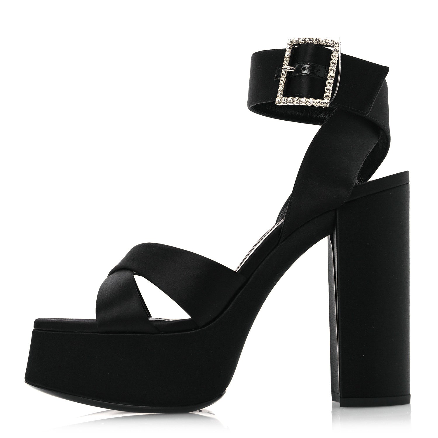 Saint Laurent Crepe Satin Biance 85 Platform Sandals 39 Black 1 of 11