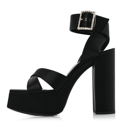 Saint Laurent Crepe Satin Biance 85 Platform Sandals 39 Black 1 of 11